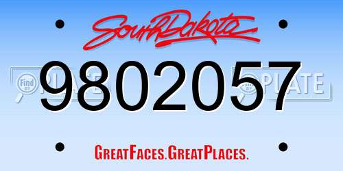 9802057 South Dakota License Plate
