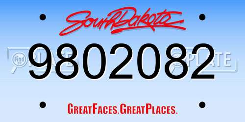 9802082 South Dakota License Plate