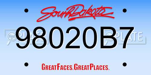 98020B7 South Dakota License Plate