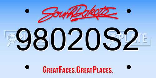 98020S2 South Dakota License Plate