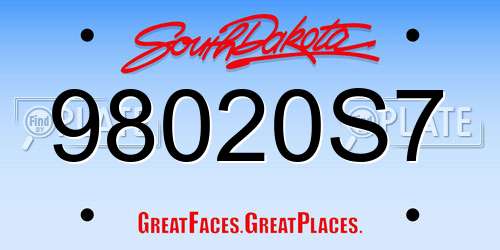 98020S7 South Dakota License Plate