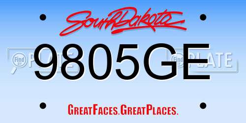 9805GE South Dakota License Plate