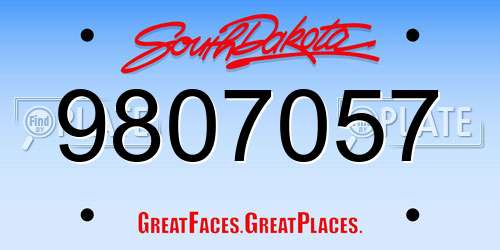 9807057 South Dakota License Plate