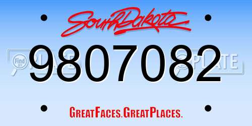 9807082 South Dakota License Plate
