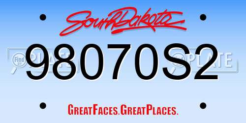 98070S2 South Dakota License Plate