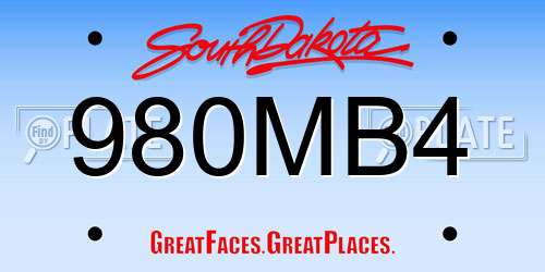 980MB4 South Dakota License Plate