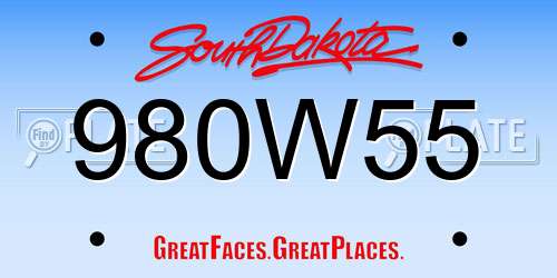 980W55 South Dakota License Plate