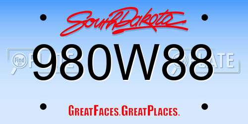 980W88 South Dakota License Plate