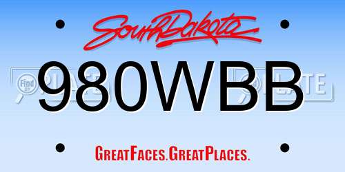 980WBB South Dakota License Plate