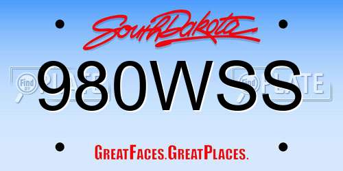 980WSS South Dakota License Plate