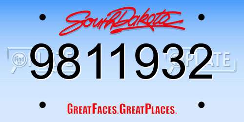 9811932 South Dakota License Plate