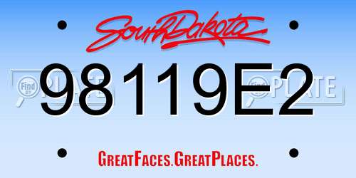 98119E2 South Dakota License Plate