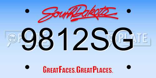 9812SG South Dakota License Plate