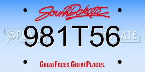 981T56 South Dakota License Plate