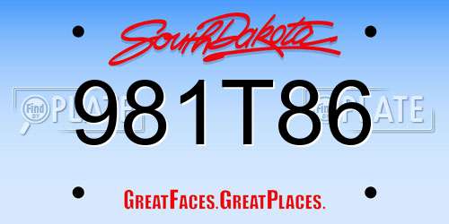 981T86 South Dakota License Plate