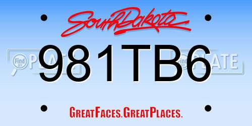 981TB6 South Dakota License Plate