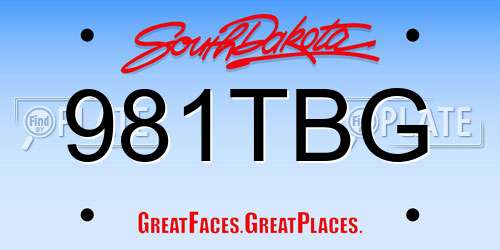 981TBG South Dakota License Plate