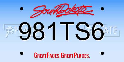 981TS6 South Dakota License Plate