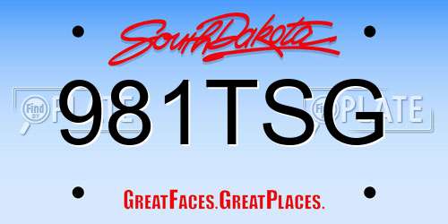 981TSG South Dakota License Plate
