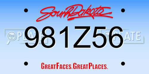981Z56 South Dakota License Plate