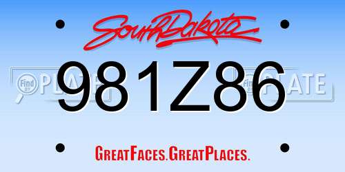 981Z86 South Dakota License Plate