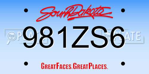 981ZS6 South Dakota License Plate