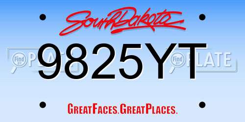9825YT South Dakota License Plate