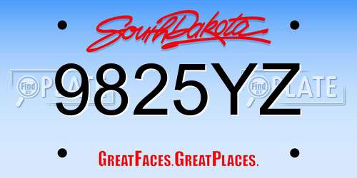 9825YZ South Dakota License Plate