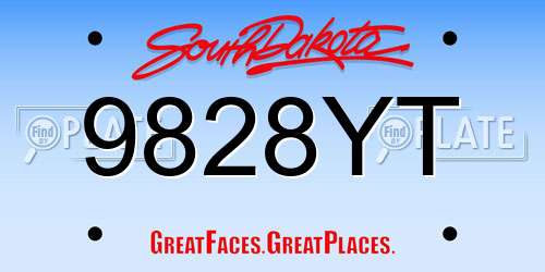 9828YT South Dakota License Plate