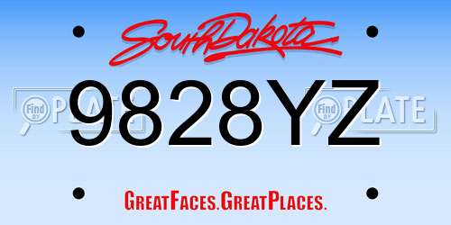 9828YZ South Dakota License Plate
