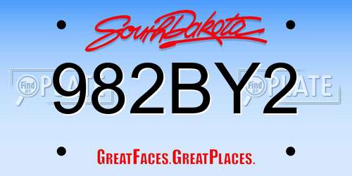 982BY2 South Dakota License Plate