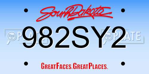 982SY2 South Dakota License Plate