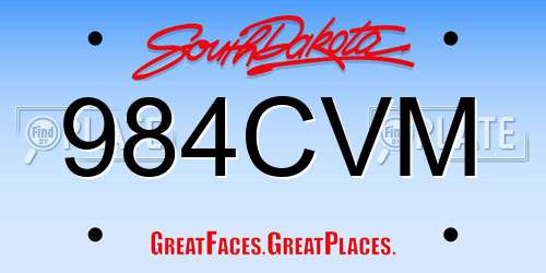 984CVM South Dakota License Plate