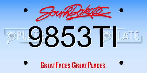 9853TI South Dakota License Plate
