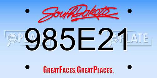 985E21 South Dakota License Plate