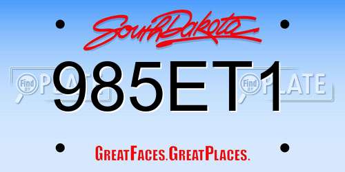 985ET1 South Dakota License Plate