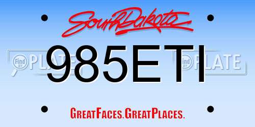 985ETI South Dakota License Plate