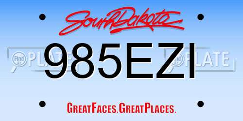 985EZI South Dakota License Plate