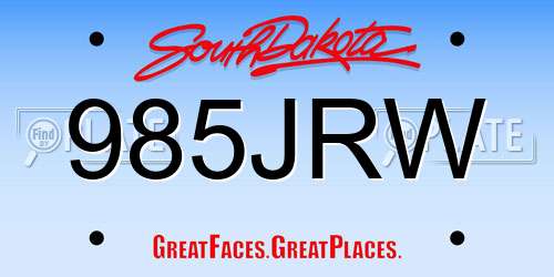 985JRW South Dakota License Plate