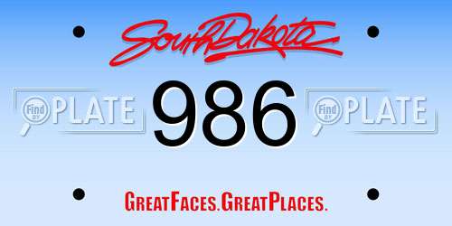 986 South Dakota License Plate