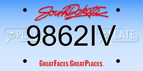 9862IV South Dakota License Plate