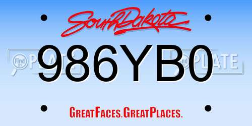 986YB0 South Dakota License Plate