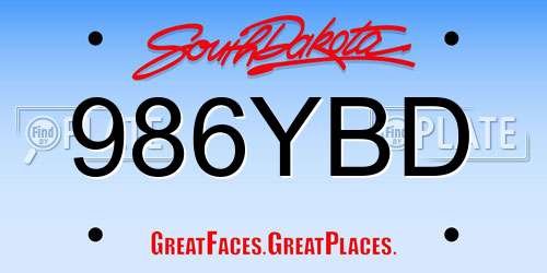 986YBD South Dakota License Plate