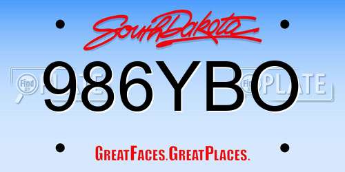 986YBO South Dakota License Plate