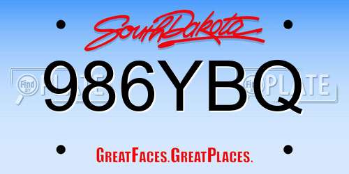 986YBQ South Dakota License Plate