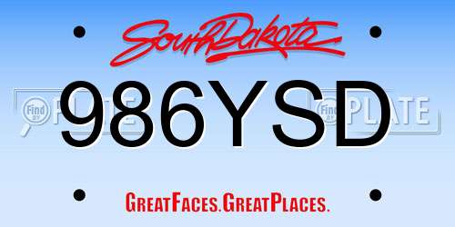 986YSD South Dakota License Plate