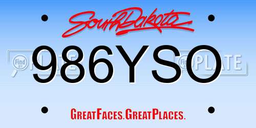 986YSO South Dakota License Plate