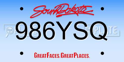 986YSQ South Dakota License Plate