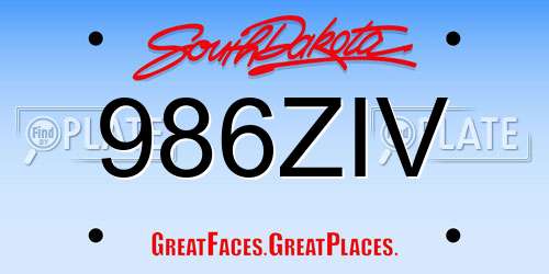 986ZIV South Dakota License Plate