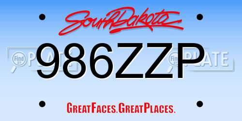 986ZZP South Dakota License Plate